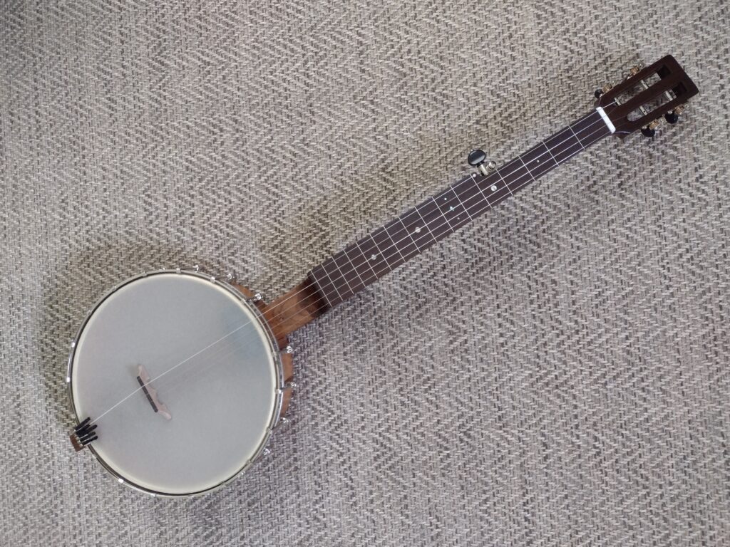front view of a five string banjo